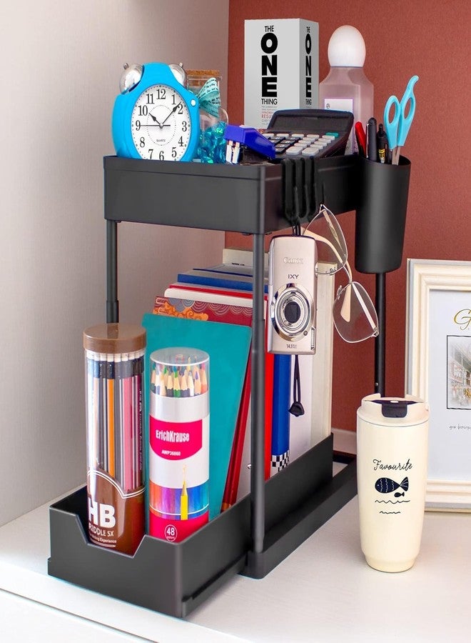 SIMESTICH منظمات ووحدات تخزين تحت الحوض من سيمستيك للحمام والمطبخ، منظم خزائن مع سلال منزلقة، ارتفاع قابل للتعديل، متعدد الأغراض (التصميم 2) - Image 5